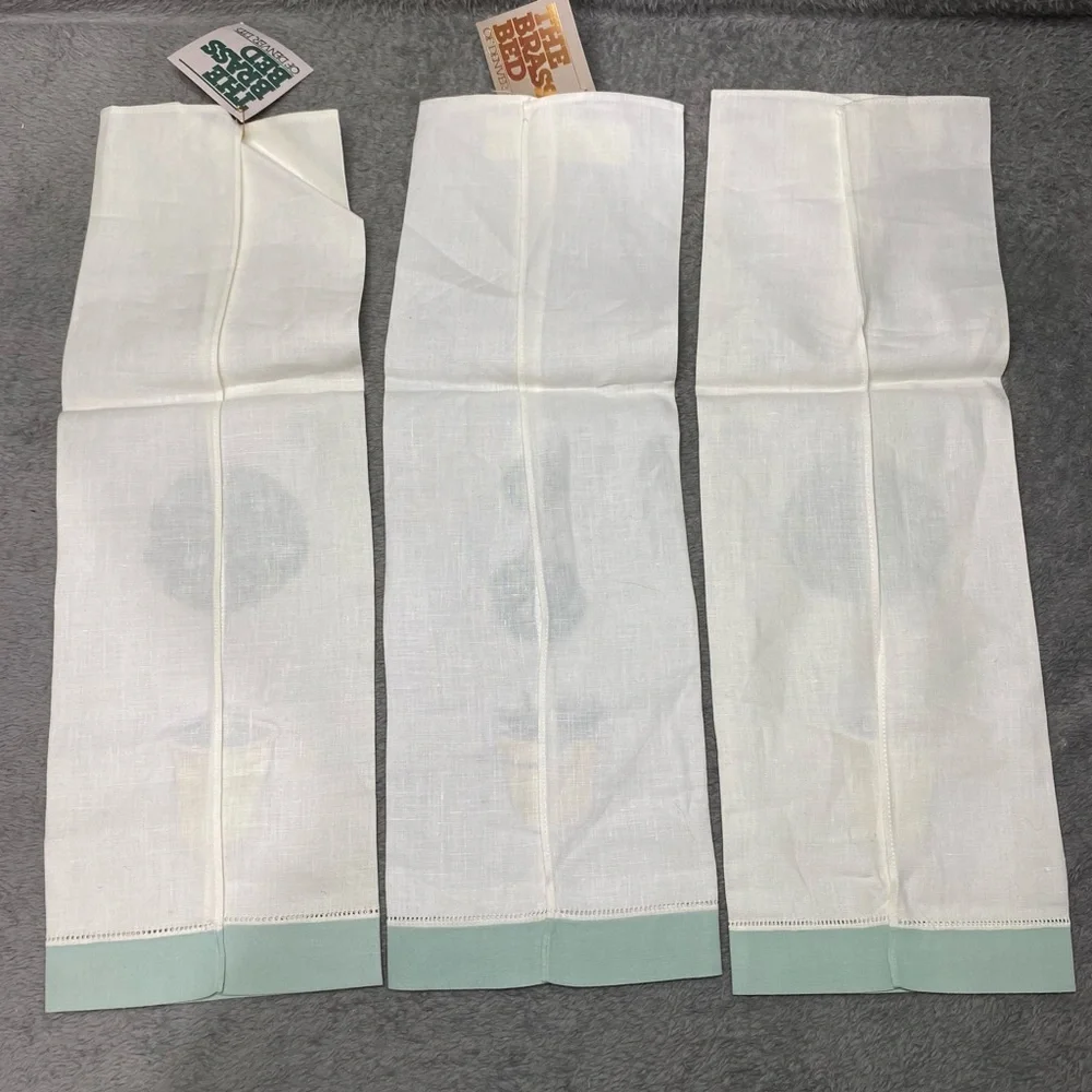 Vintage LIZ WAIN Hand Towels 100% Linen Floral Hand Painted Hemstitch Lot of 3